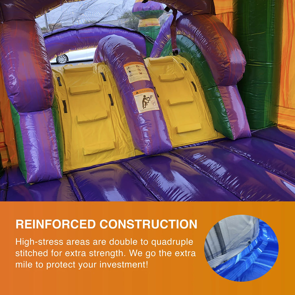 Inflatable Bounce House with Dual Water Slides and Pool with Blower F753858