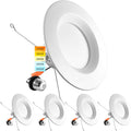 5/6 Inch LED Recessed Retrofit Downlight, 14W=90W, CCT Color Selectable, Dimmable, 1100 Lumens, Wet Rated, Smooth Trim (4 Pack) P319262