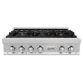 36 in. Stainless Steel Gas Rangetop with 6 Brass Burners H961