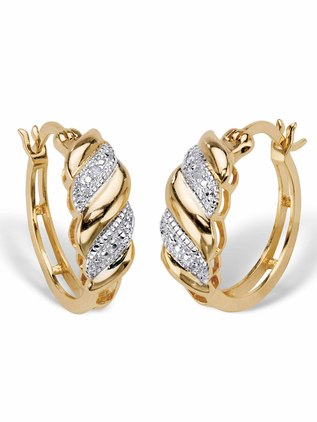 Diamond Accent S-Link Hoop Earrings Gold-Plated 3/4" C59259