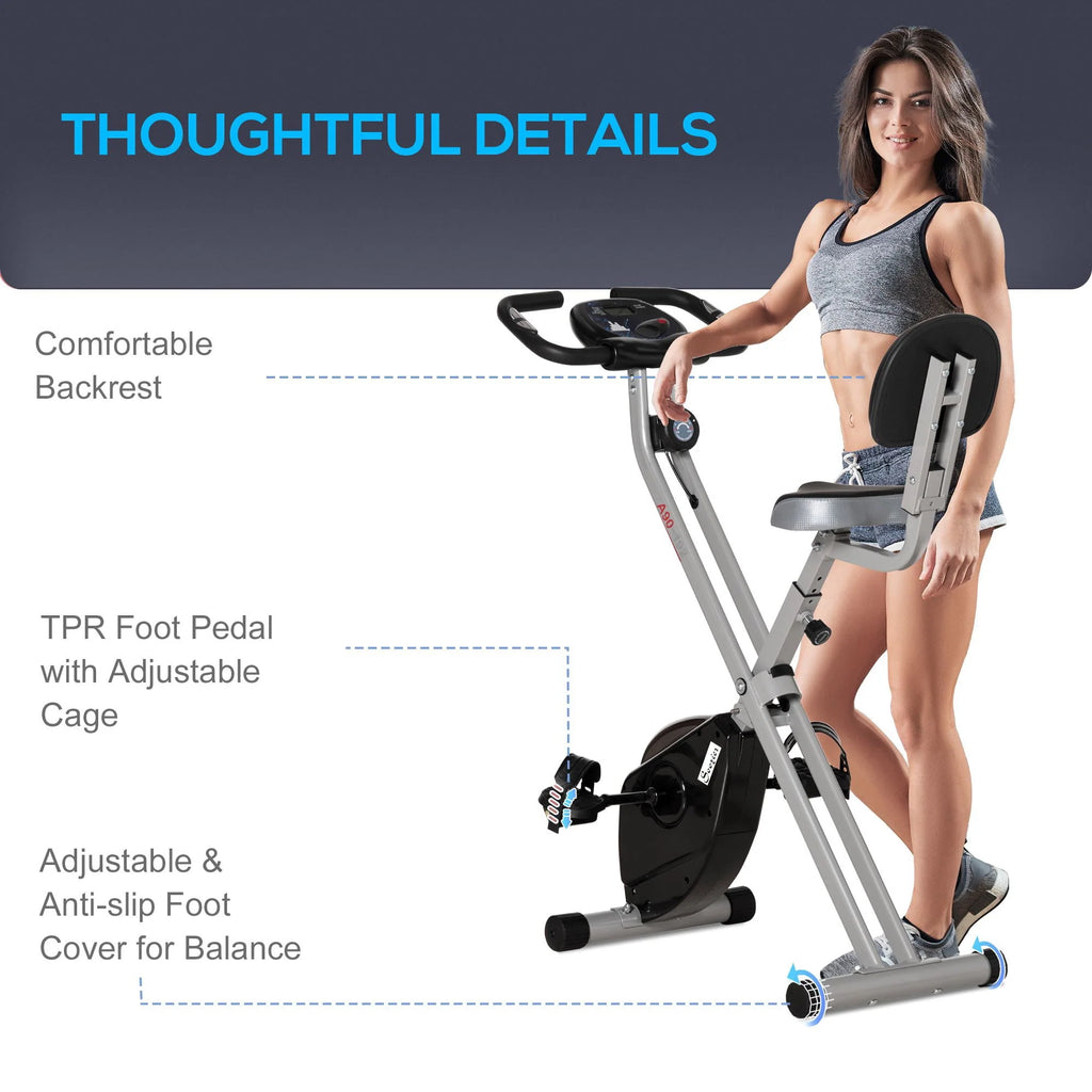 Folding Upright Stationary Indoor Bike with 8 Levels of Magnetic Resistance M467067