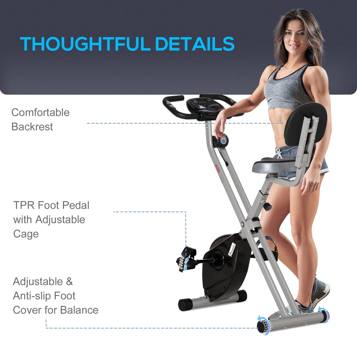 Folding Upright Stationary Indoor Bike with 8 Levels of Magnetic Resistance M467067
