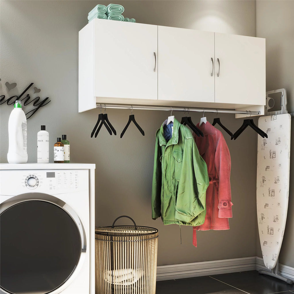 White 3 Door Wall Cabinet with Hanging Rod I1820