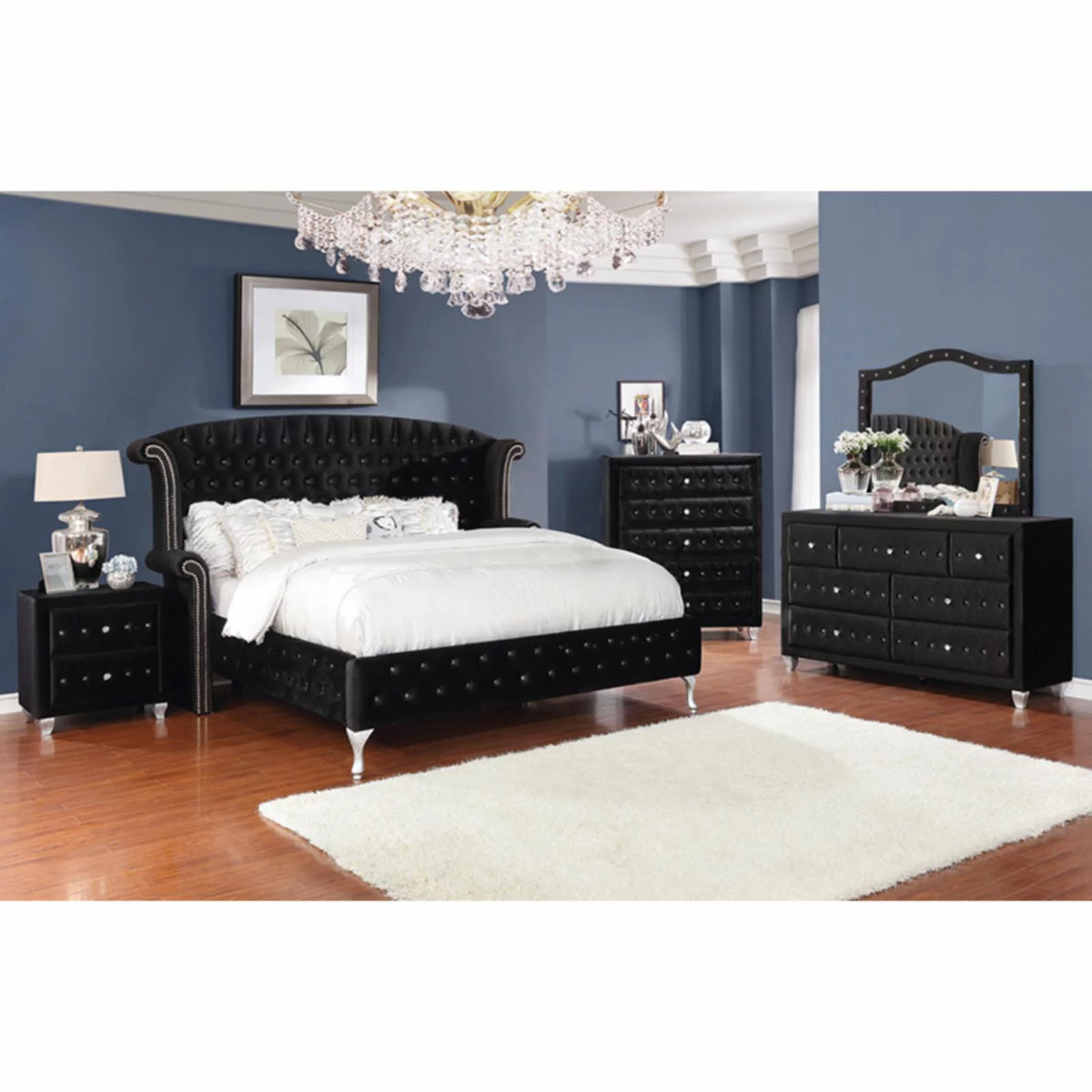 Gray Tufted Velvet Upholstered King Bed C950