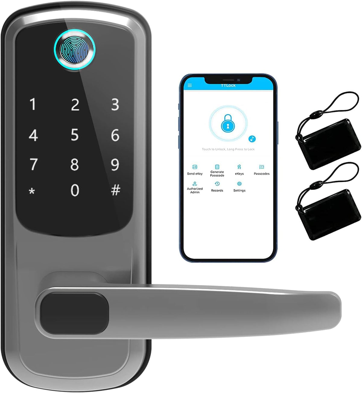 5-in-1 Smart Door Lock with Reversible Handle W16747