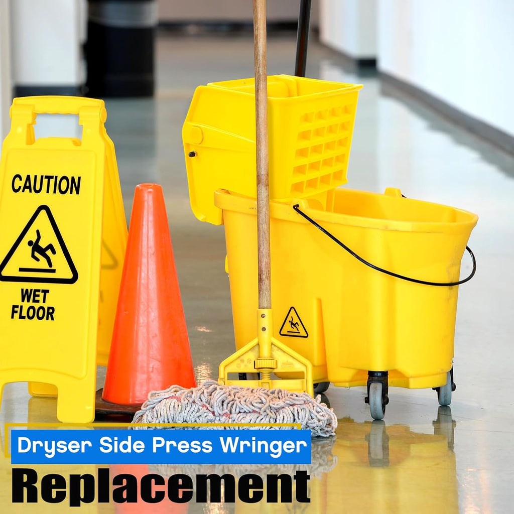 Yellow Mop Wringer with Handle, Blue Mop Head Refill A985467