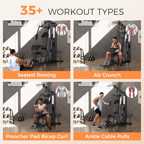 150LBS Weight Stack Home Gym Equipment with Pulley System L402740