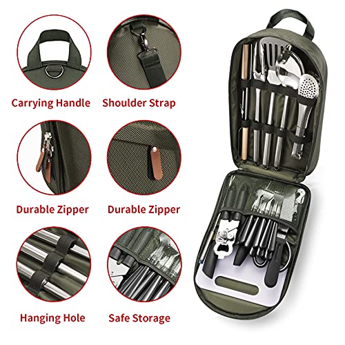 27 Piece Stainless Steel Camping Cookware Kit I675