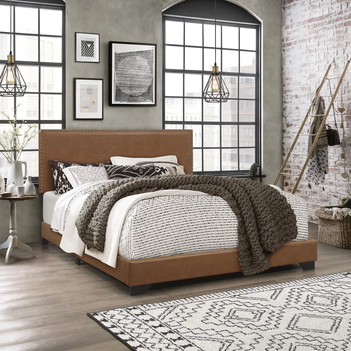 Charcoal Fabric Upholstered Queen Bed D6648