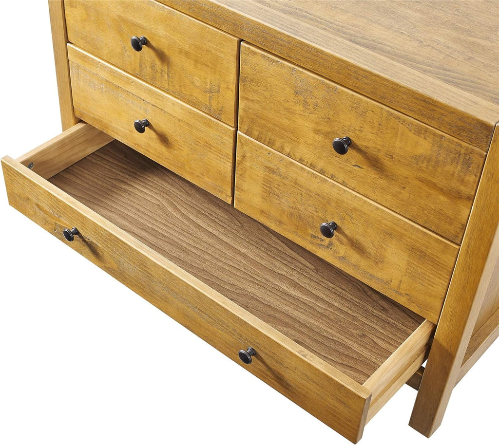 Rustic Wood 5-Drawer Dresser Y71344