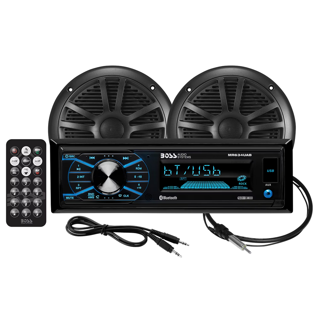 Black Marine Boat Sound System Package with 2 Speakers B916861
