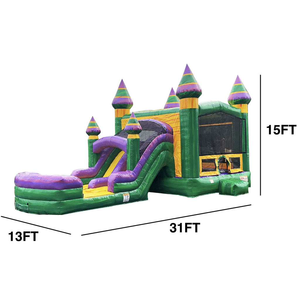 Inflatable Bounce House with Dual Water Slides and Pool with Blower F753858