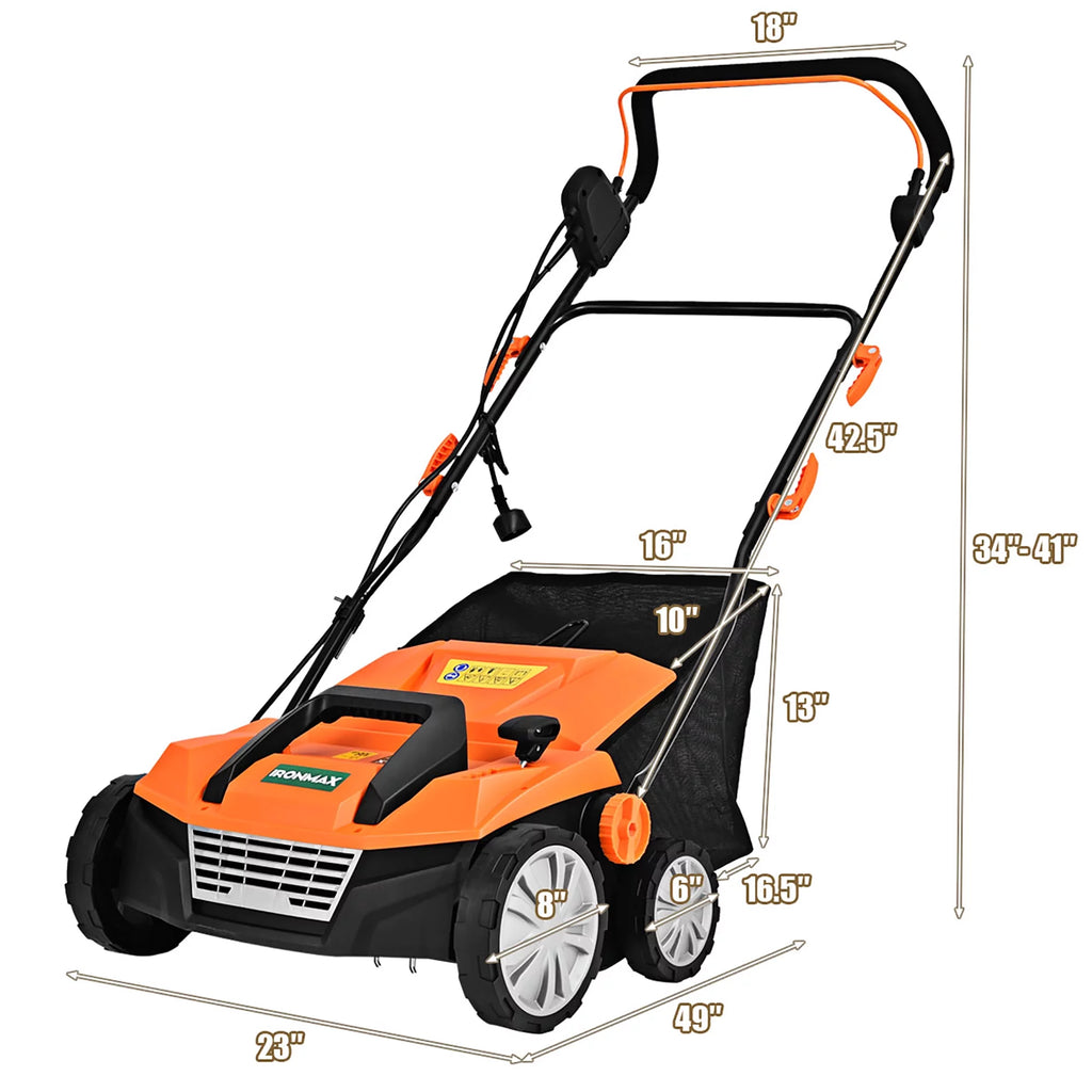 13Amp Corded Electric Lawn Dethatcher with 50L Collection Bag Q994