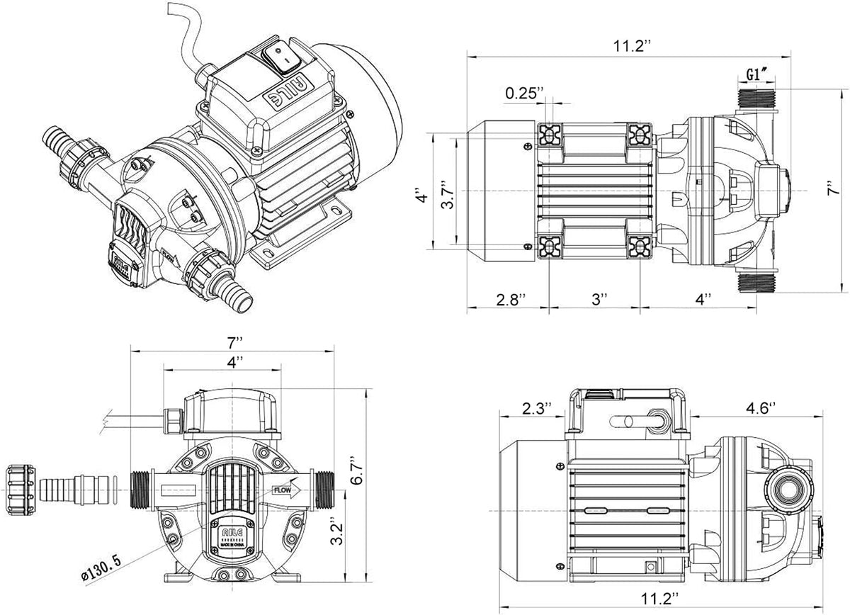 Industrial Water Pressure Pump, 9.2 GPM, 115VAC, 23PSI, 370W K380362
