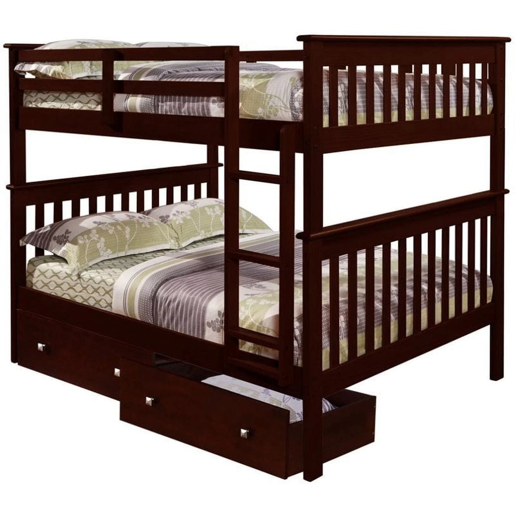 Full Over Solid Wood Bunk Bed with Drawers W148961