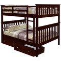 Full Over Solid Wood Bunk Bed with Drawers W148961