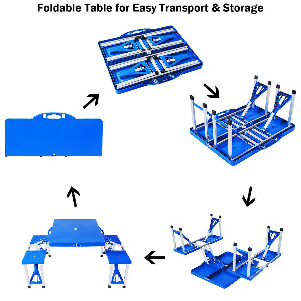 Folding Camping Table and Bench Set I98430