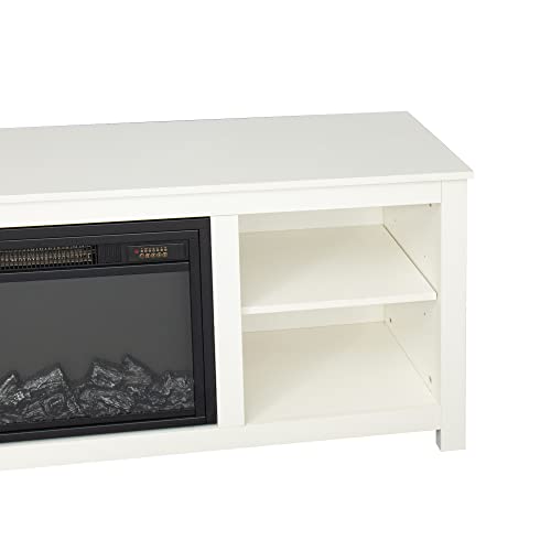 White 4 Cubby Electric Fireplace TV Stand D744