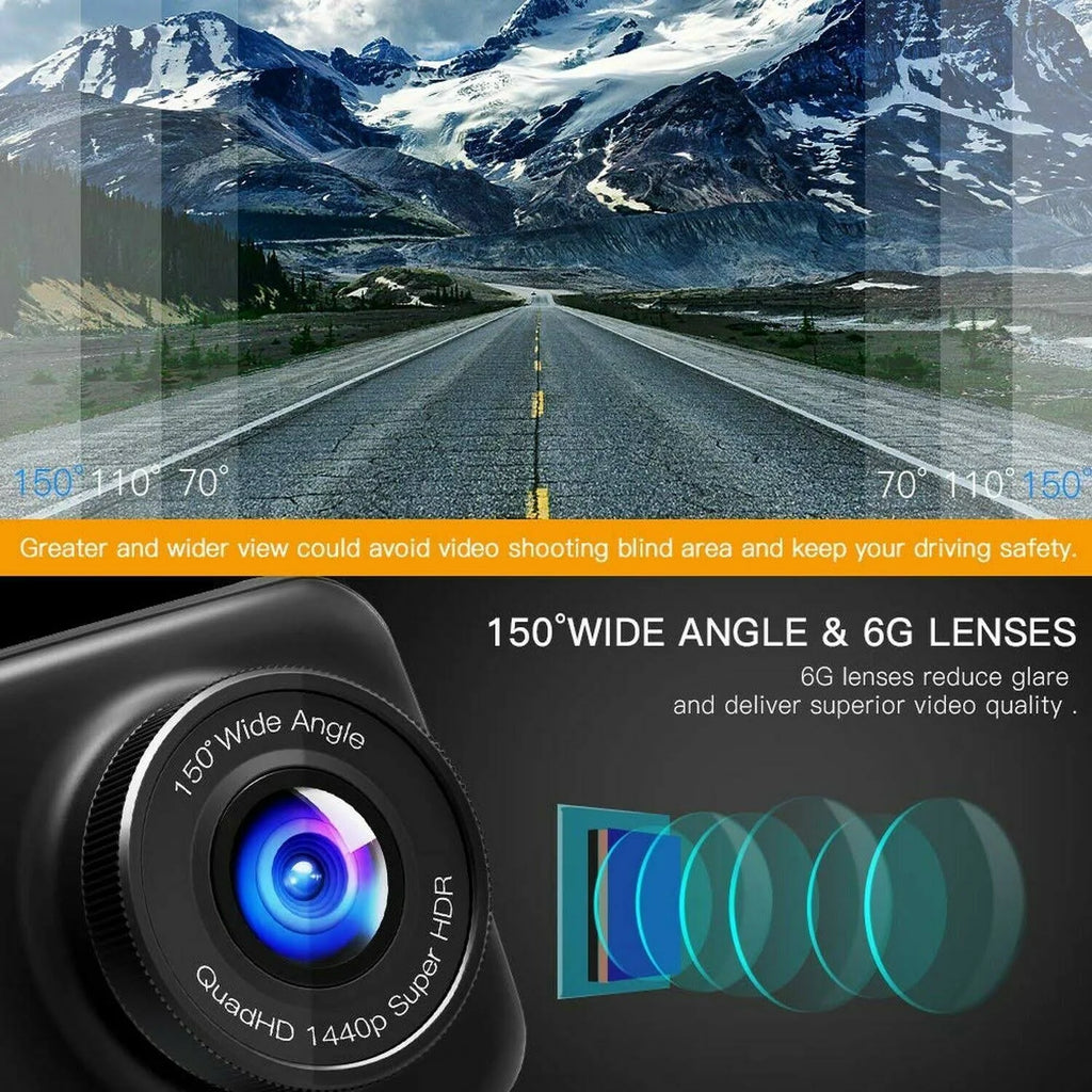 1440p Dual Dash Cam FHD Front and Rear Camera D41670