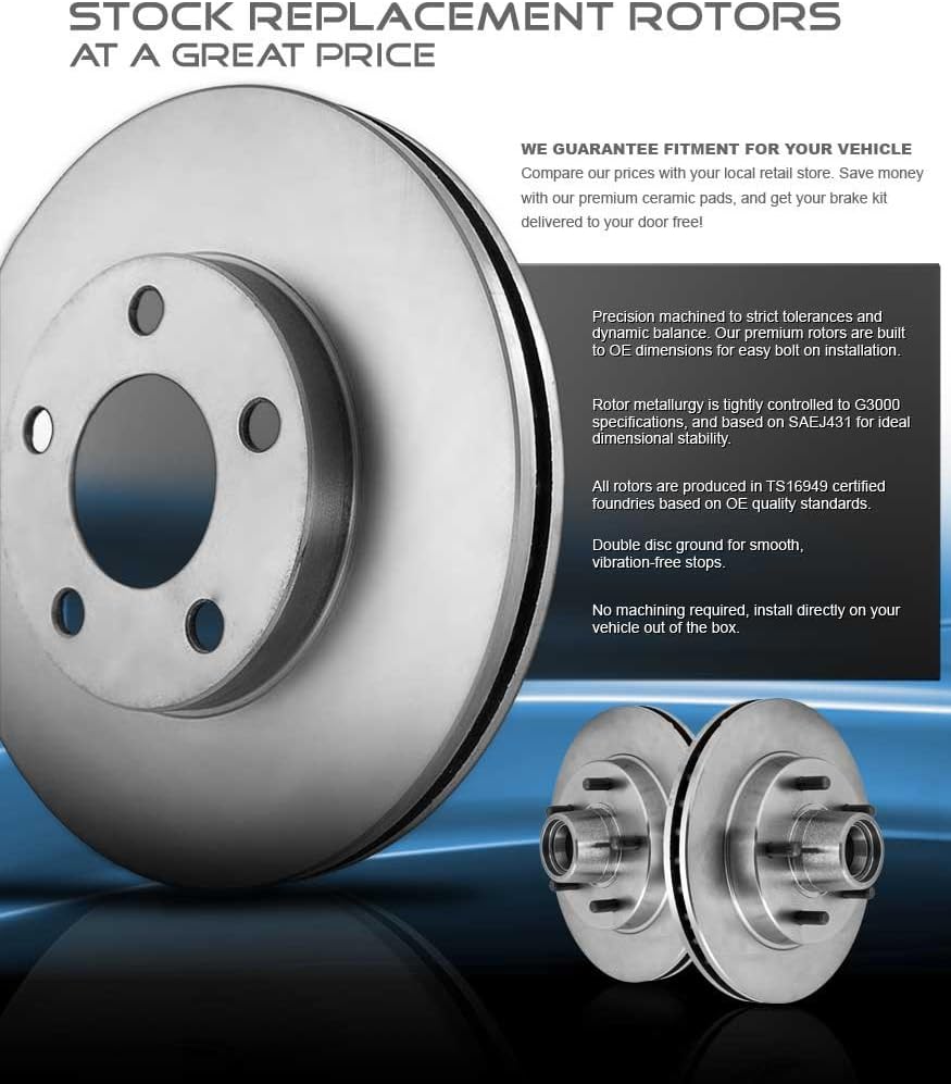 291 mm 6 Lug Brake Disc Rotors + Ceramic Brake Pads + Clips P7892