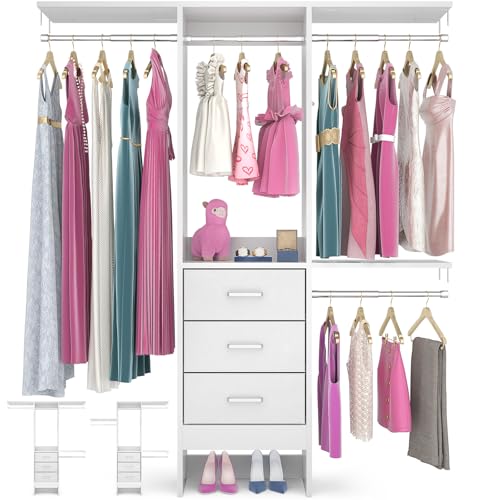 48" White Closet Organizer System with 3 Fabric Drawers and 3 Adjustable Shelves B72665