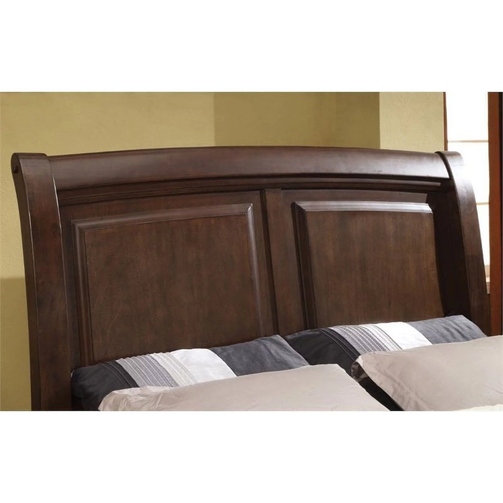 Brown Cherry Wood California King Sleigh Bed F311