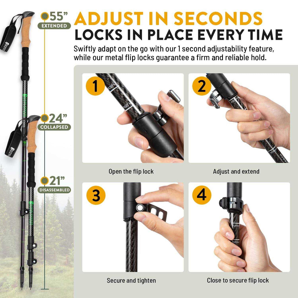 Carbon Fiber Trekking Poles Collapsible Walking N608