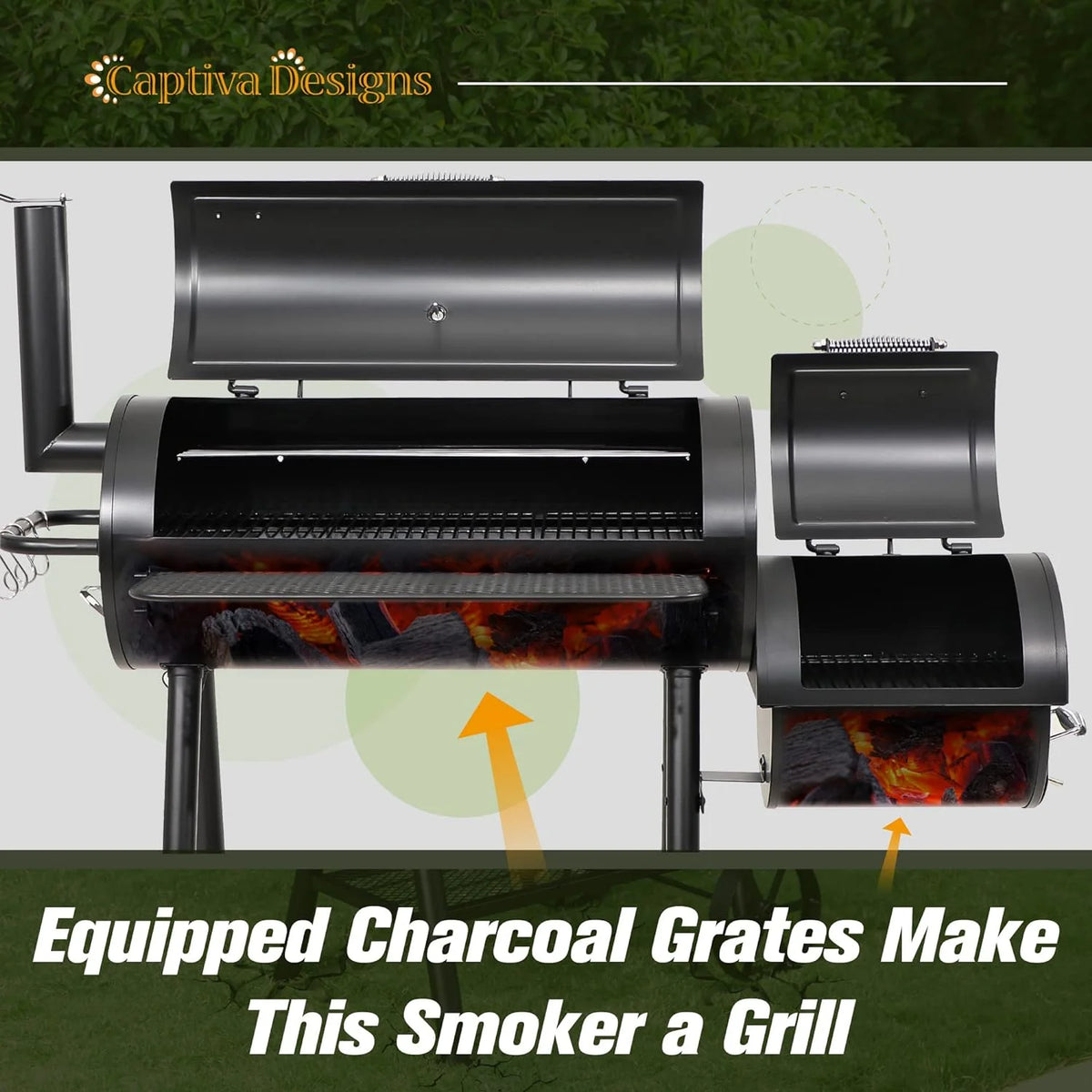 Heavy Duty Outdoor Offset Smoker with Extra Large Cooking Area W555