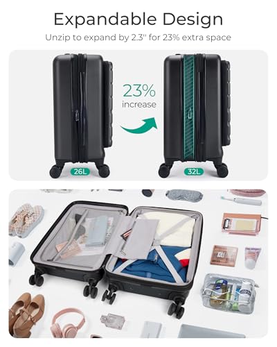 White Expandable Hard Shell Carry On Luggage with Spinner Wheels N9663