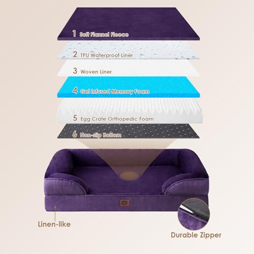 Grey Waterproof Memory Foam Large Dog Bed with Washable Removable Cover G9112