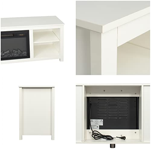White 4 Cubby Electric Fireplace TV Stand D744