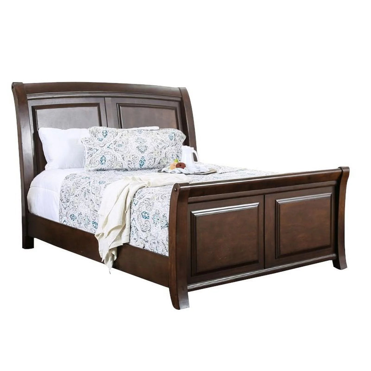Brown Cherry Wood California King Sleigh Bed F311