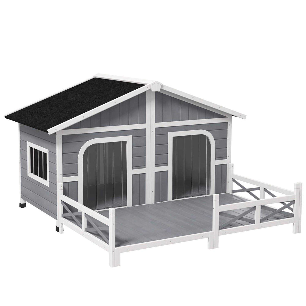 Large Wood Dog House with Porch Deck K42270