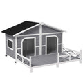 Large Wood Dog House with Porch Deck K42270