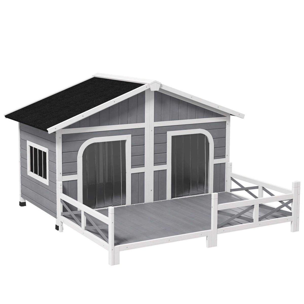 Large Wood Dog House with Porch Deck K42270