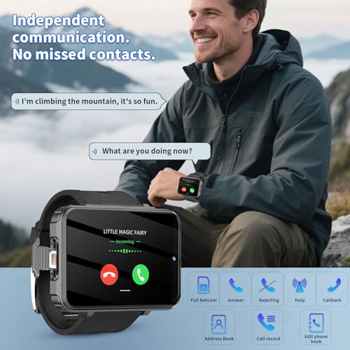 4G Smart Watch Phone, Android 10.7 MTK6762 Quad Core 4GB+64GB Smartwatch 2.4" Large Screen 1500mAh Dual Camera WiFi Bluetooth GPS Fitness Activity Tracker A910
