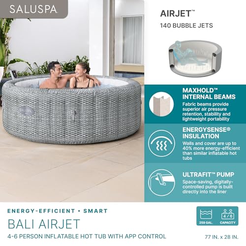 Large Round 7 Person Inflatable Hot Tub with Cover V530365