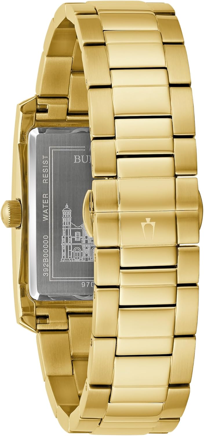 Gold Stainless Steel Quartz Watch with Diamonds I38325