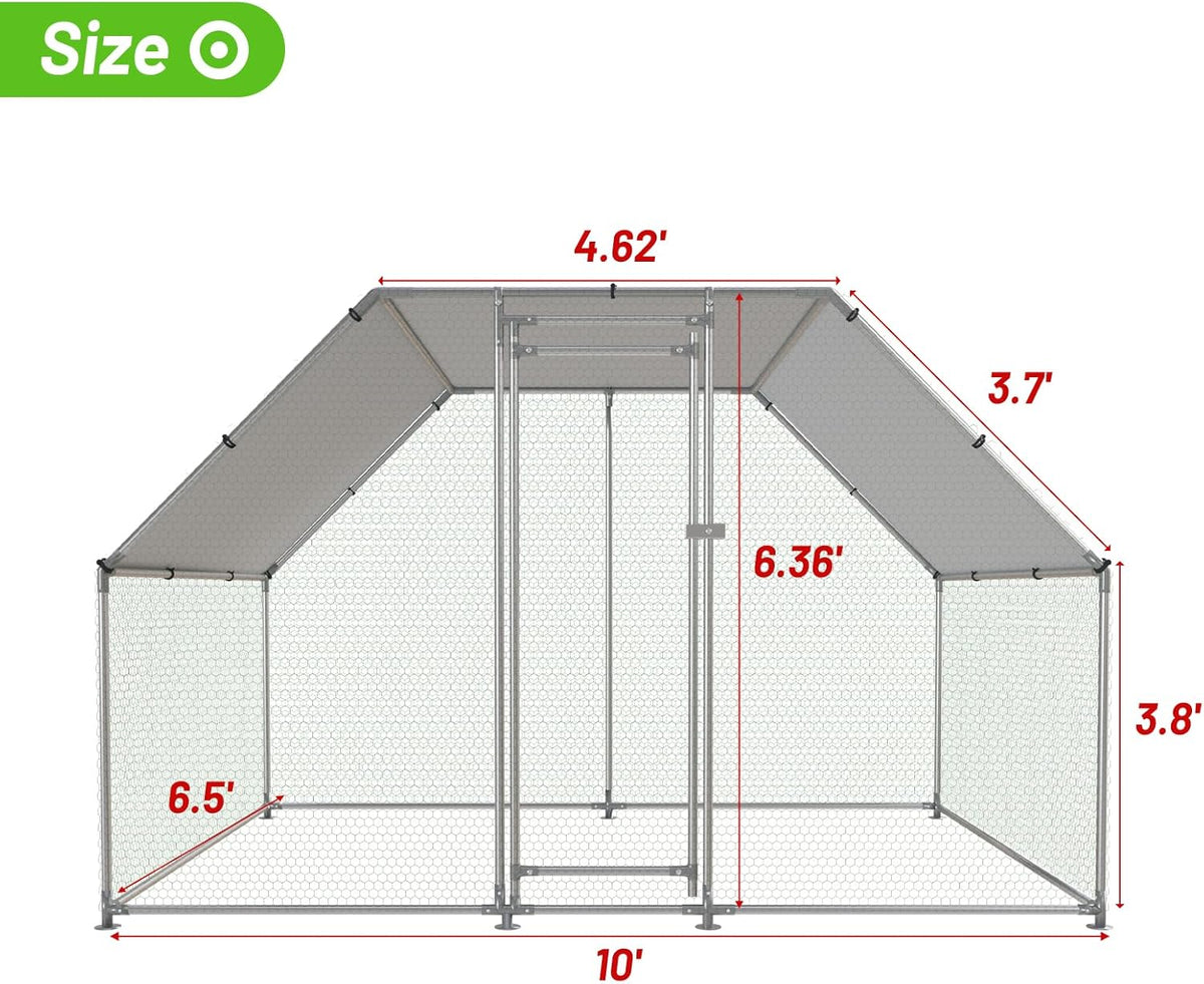 Large Metal Chicken Coop Walk-in Poultry Cage with Water-Resident and Anti-UV Cover S42577