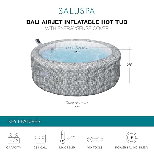 Large Round 7 Person Inflatable Hot Tub with Cover V530365
