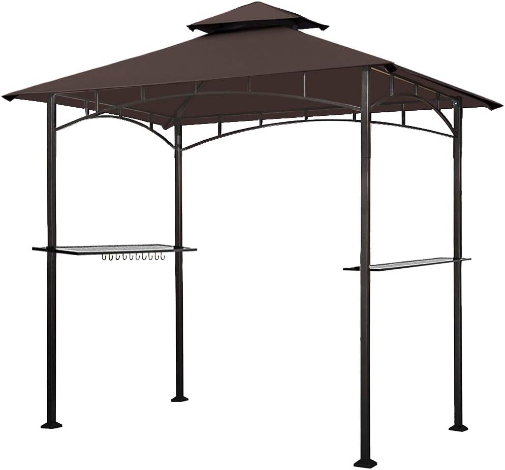 5x8 Grill Gazebo with Double Tier Canopy and Steel Frame X8393