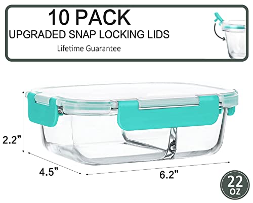 10-Pack 22 Oz White Glass Meal Prep Containers with Lids D53160