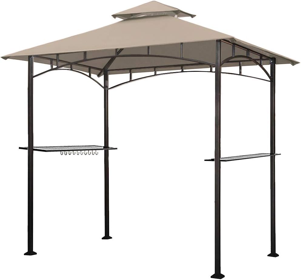 5x8 Grill Gazebo with Double Tier Canopy and Steel Frame X8393