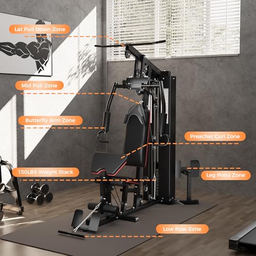 150LBS Weight Stack Home Gym Equipment with Pulley System L402740