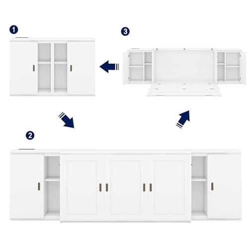 Queen Size Solid Wood Murphy Wall Bed With Storage and Bookcase Headboard (White) N426813