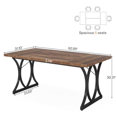 Brown Black Rectangle Dining Table U22658