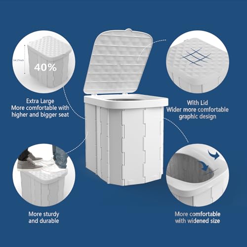 Portable Folding Toilet with Lid M986538