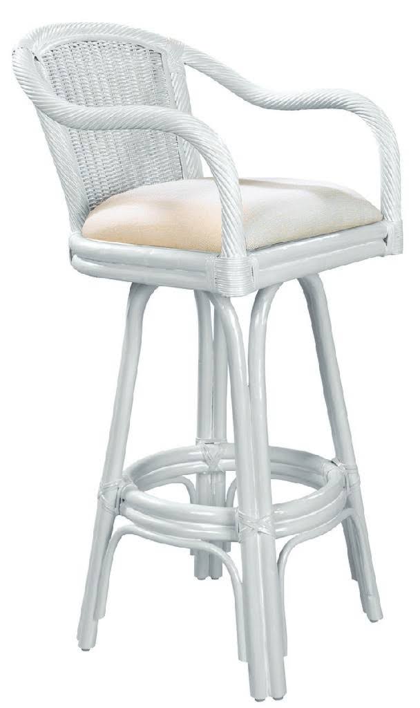 Whitewash Rattan & Wicker Swivel Counterstool H5444