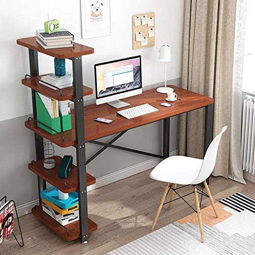 Solid Wood Desk with Bookshelf (110cm Teak) M3974