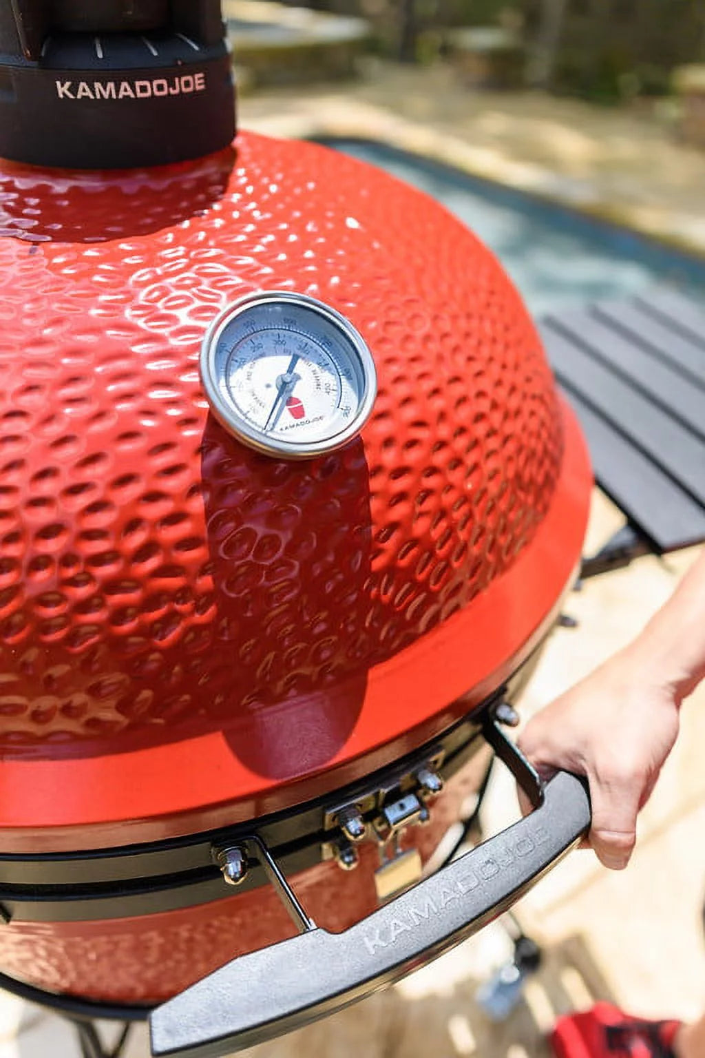 Red 24 in. Charcoal Grill with Cart and Side Shelves S9683